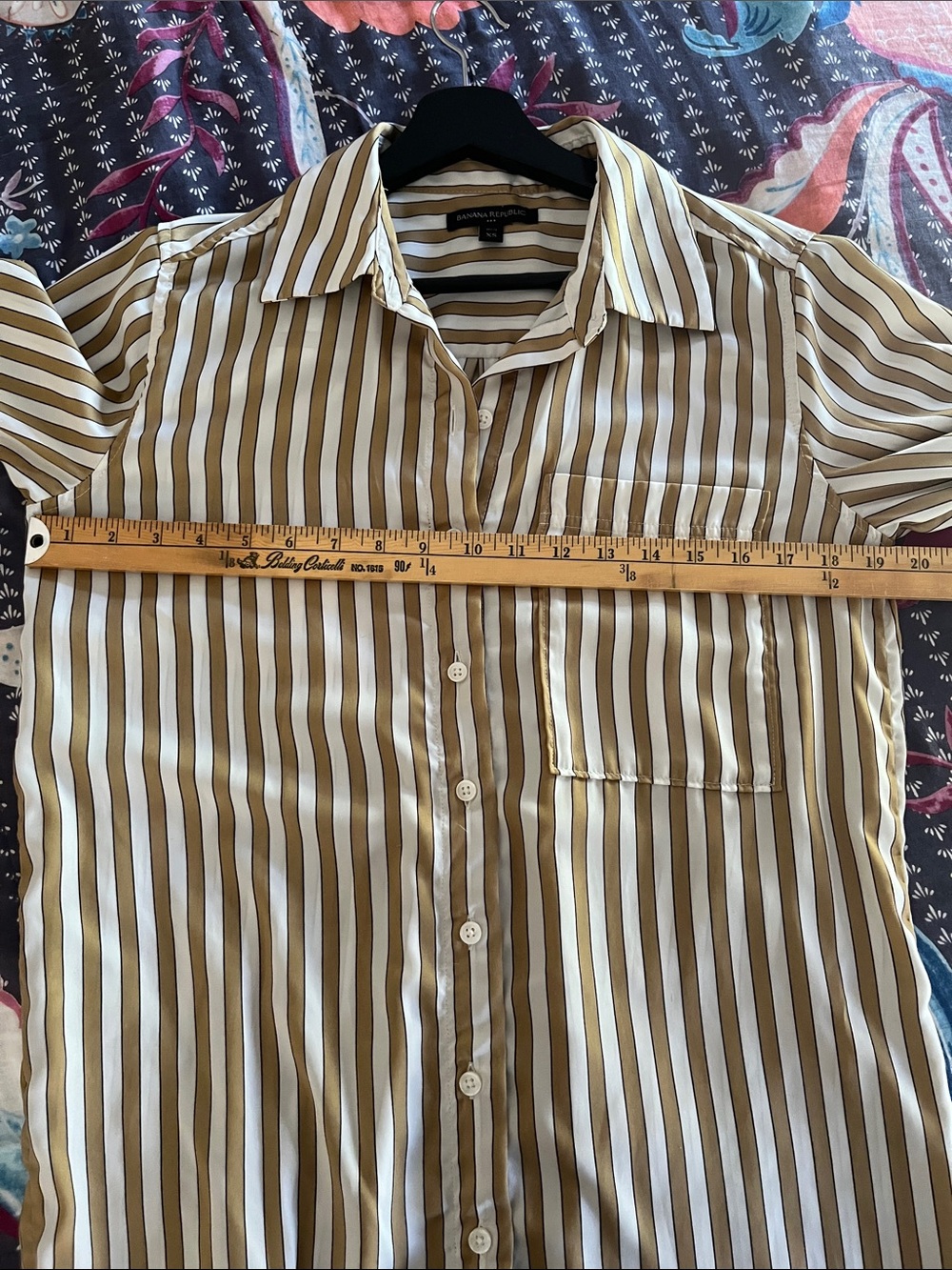BR Striped Button-Down Shirt Dress in Tan and White - Picture 12 of 12